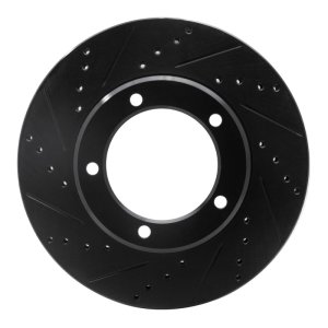 Lexus LX470 Brake Rotor (1) - Front Left - R1 Concepts - Drilled & Slotted - Black - `98-`07